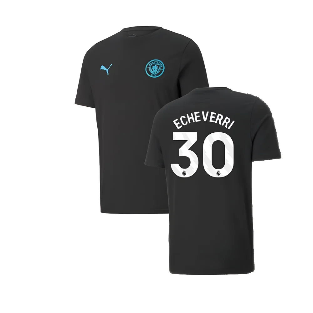 2024-2025 Man City ESS Tee (Black) (Echeverri 30)