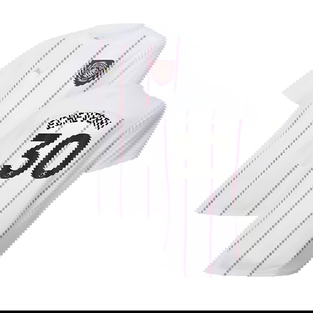 2024-2025 Man City Prematch SS Jersey (White) - Kids (Echeverri 30)