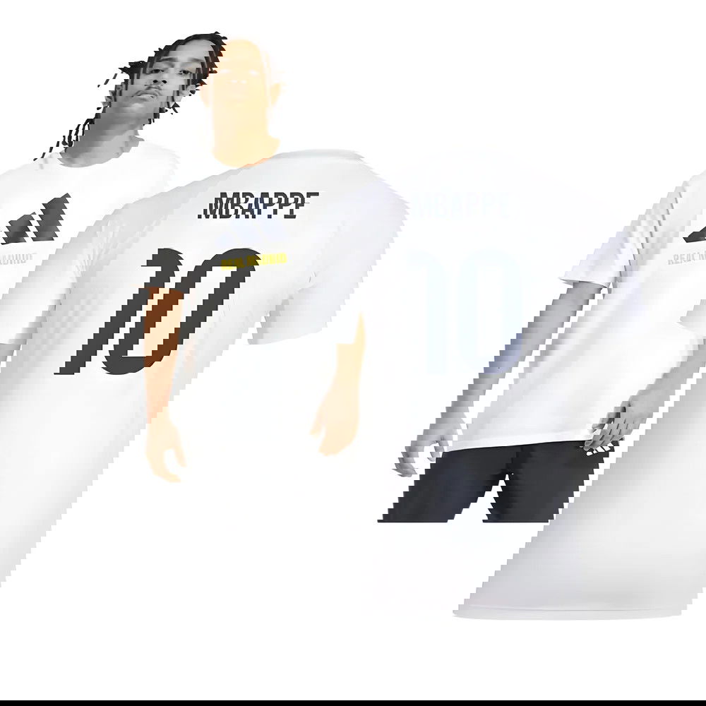 2025-2026 Real Madrid Seasonal Graphic Tee (White) (Mbappe 10)