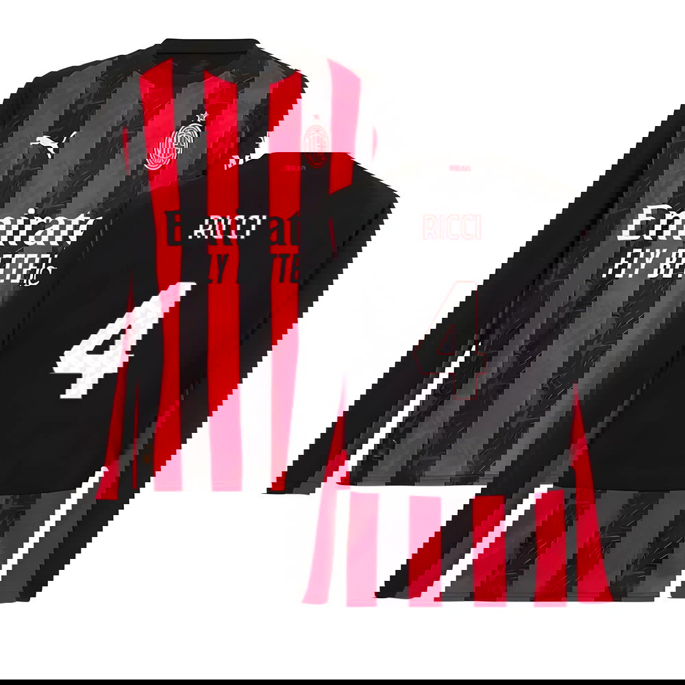 2025-2026 AC Milan Long Sleeve Home Shirt (Ricci 4)