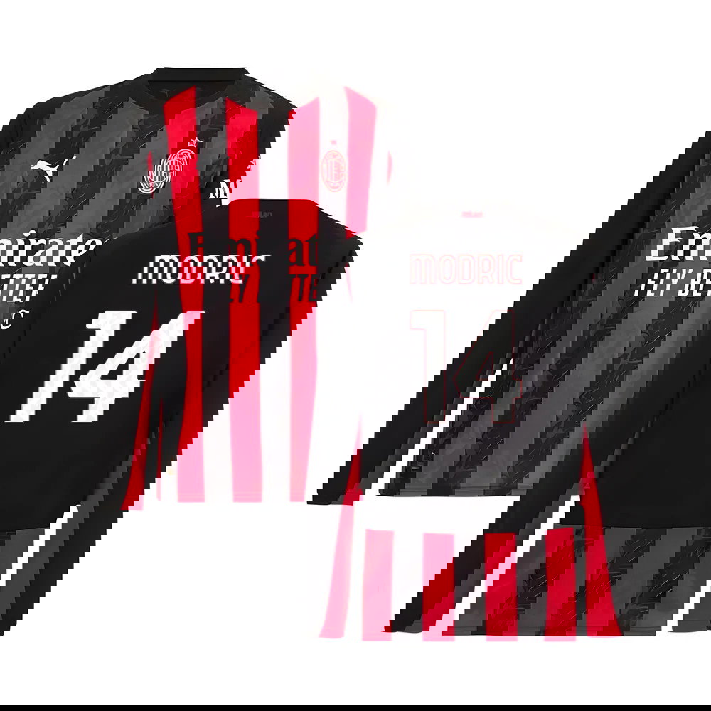 2025-2026 AC Milan Long Sleeve Home Shirt (Modric 14)