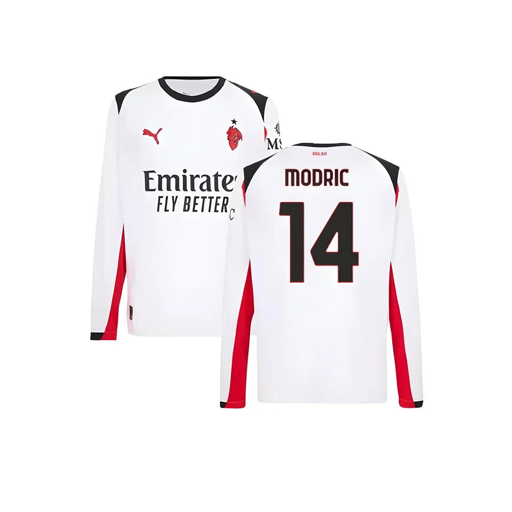 2025-2026 AC Milan Long Sleeve Away Shirt (Modric 14)