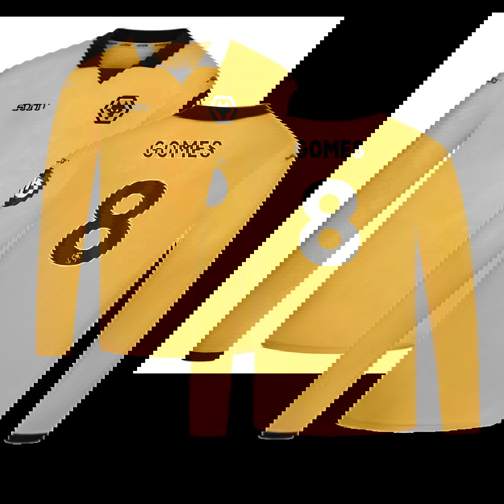 2025-2026 Wolves Long Sleeve Home Shirt - Kids (Gomes 8)