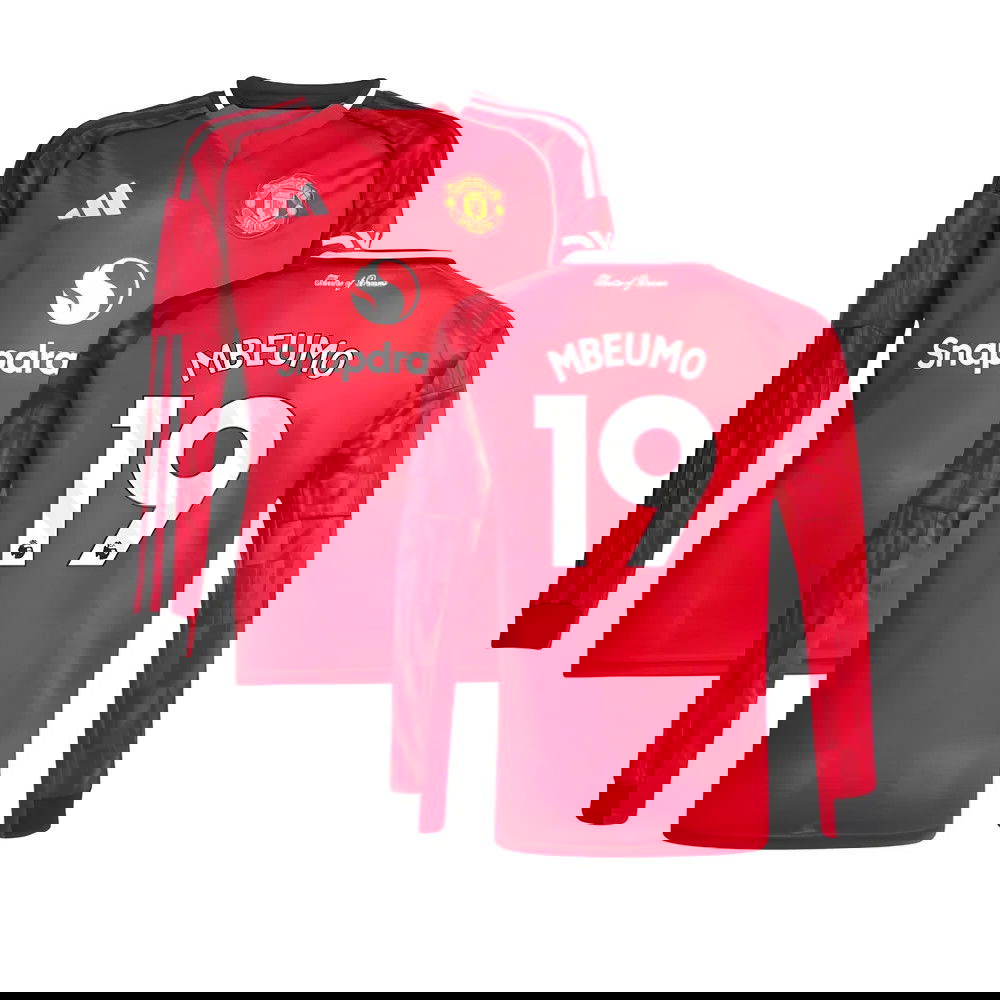 2025-2026 Man Utd Long Sleeve Home Shirt (Kids) (Mbeumo 19)