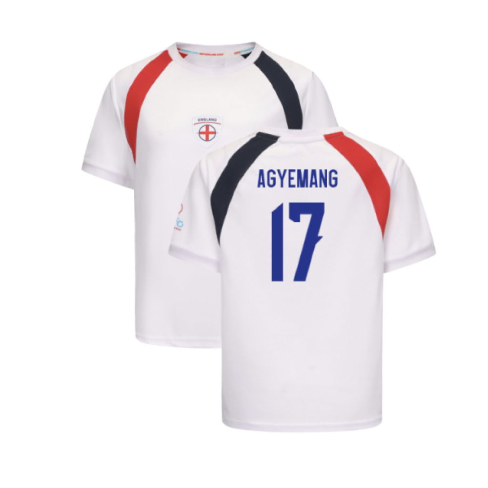 2025 England WEC Poly T-Shirt (White) - Kids (AGYEMANG 17)