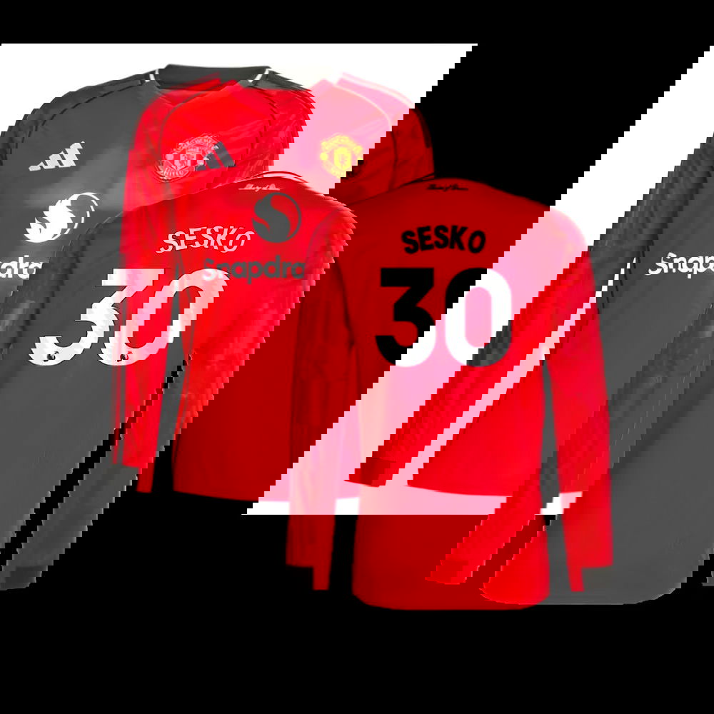 2025-2026 Man Utd Long Sleeve Home Shirt (Sesko 30)