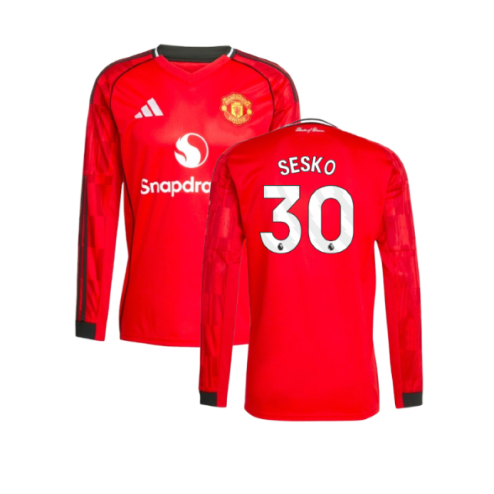 2025-2026 Man Utd Long Sleeve Home Shirt (Sesko 30)