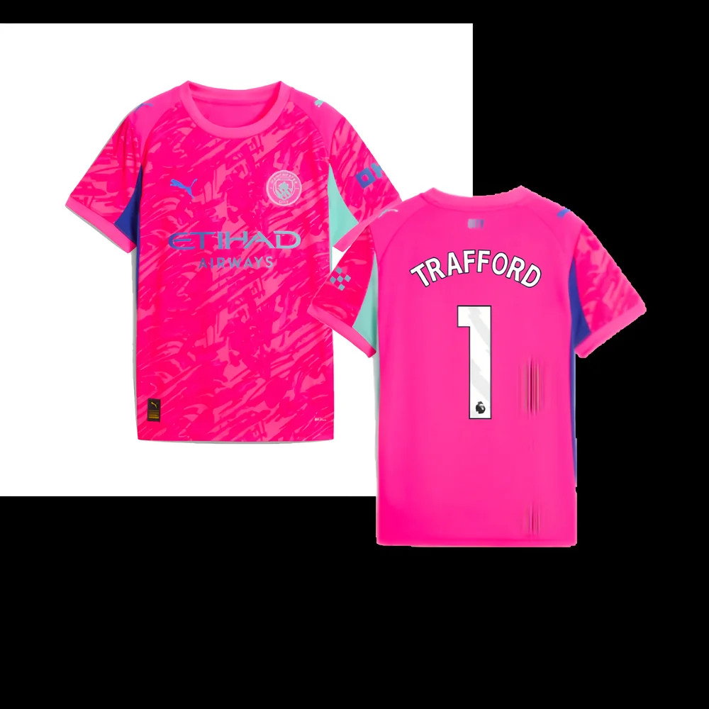 2025-2026 Man City Goalkeeper Home Shirt (Pink) - Kids (Trafford 1)