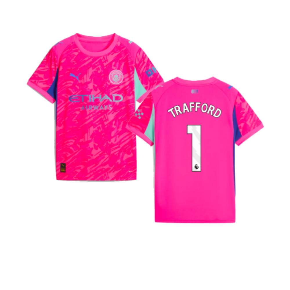 2025-2026 Man City Goalkeeper Home Shirt (Pink) - Kids (Trafford 1)