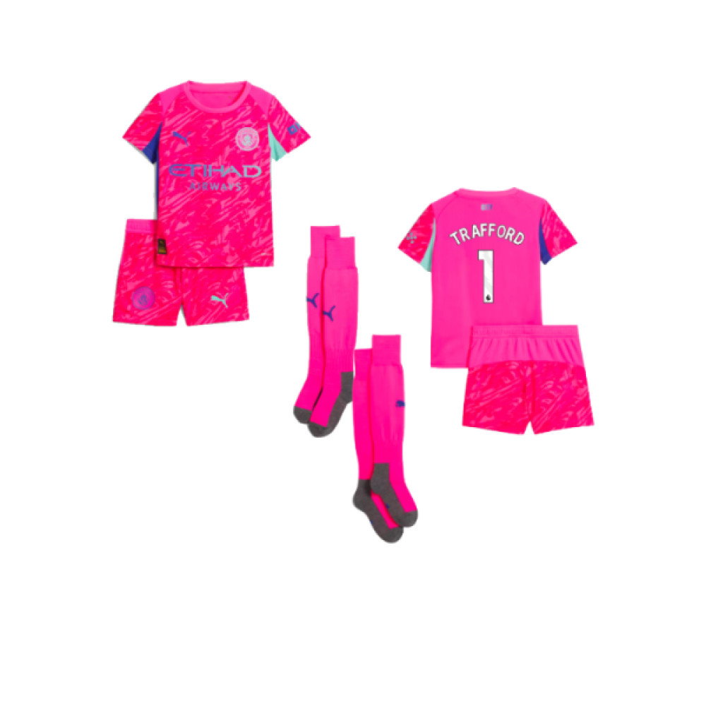 2025-2026 Man City Home Goalkeeper Mini Kit (Pink) (Trafford 1)