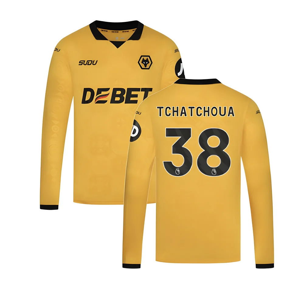 2025-2026 Wolves Long Sleeve Home Shirt (Tchatchoua 38)