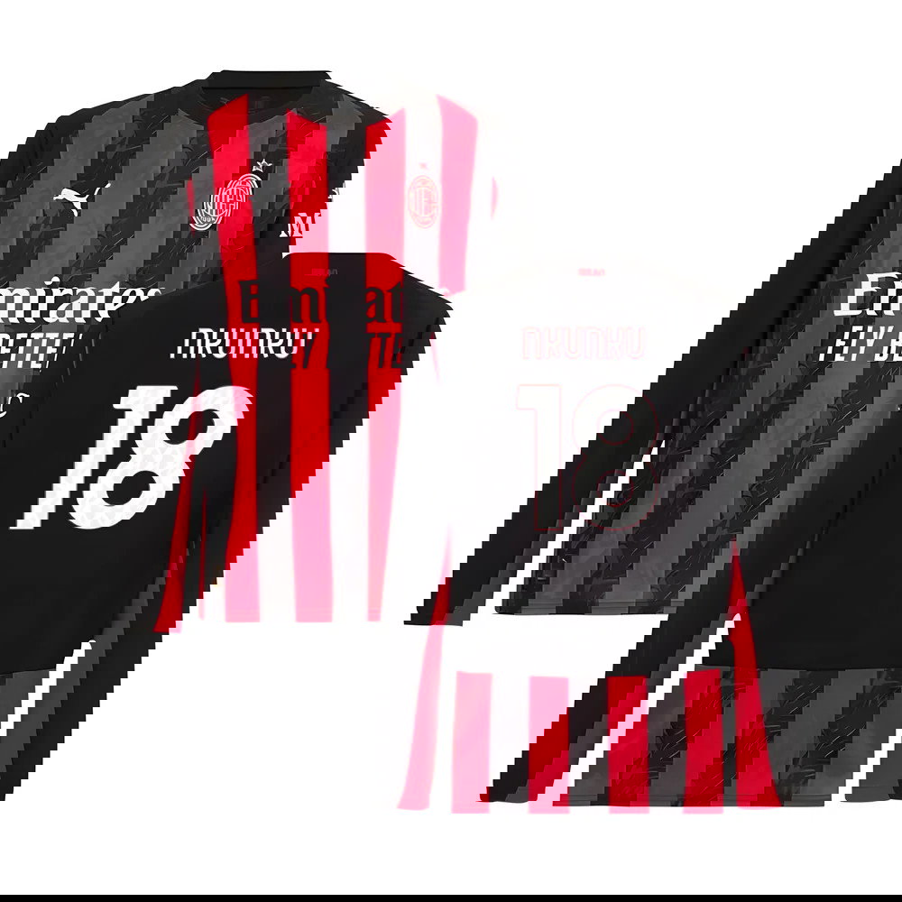 2025-2026 AC Milan Long Sleeve Home Shirt (Nkunku 18)
