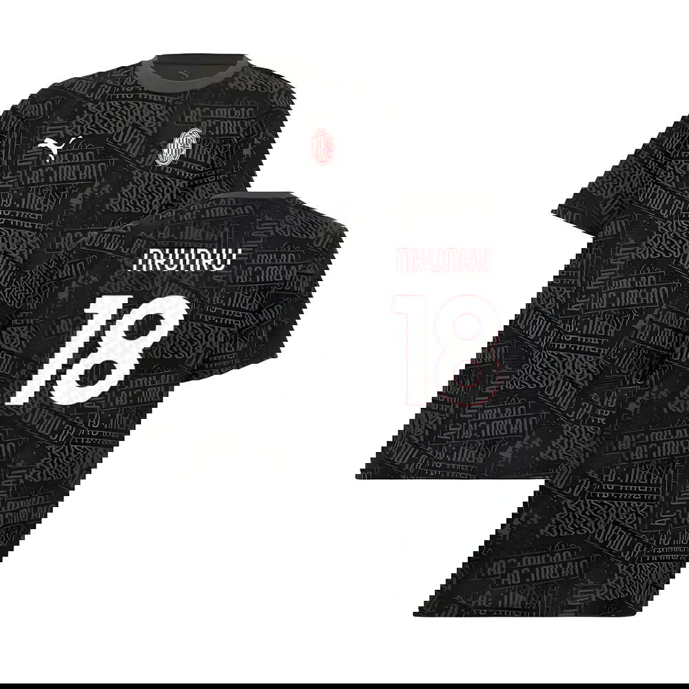 2025-2026 AC Milan ftblCulture Tee AOP (Black) (Nkunku 18)