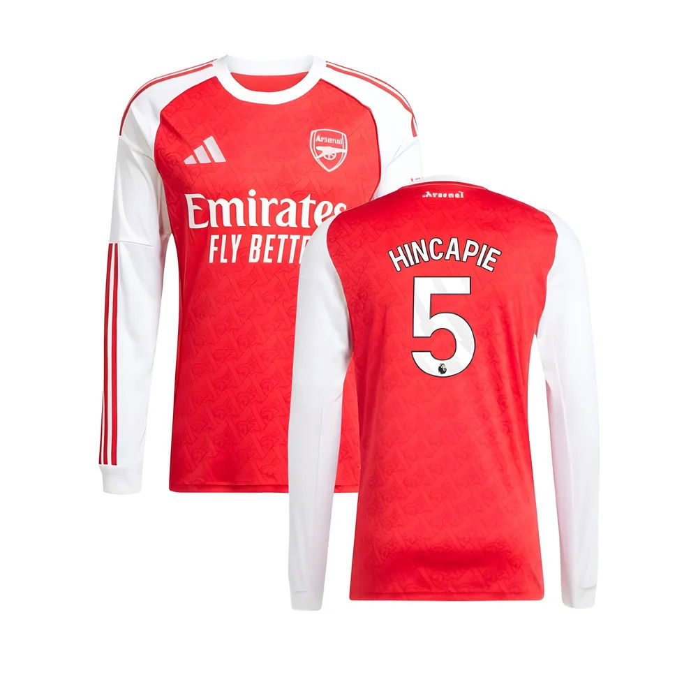 2025-2026 Arsenal Long Sleeve Home Shirt (Hincapie 5)