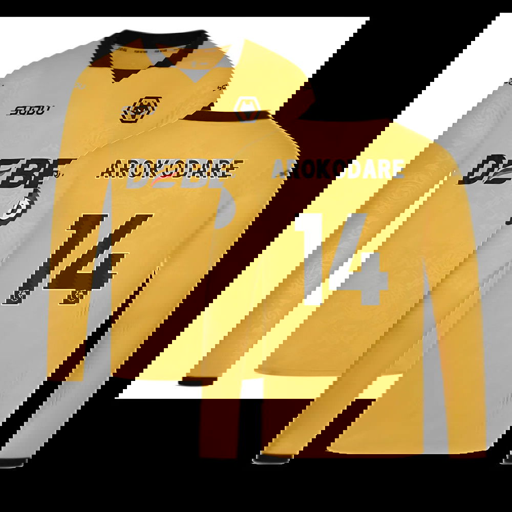2025-2026 Wolves Long Sleeve Home Shirt (Arokodare 14)