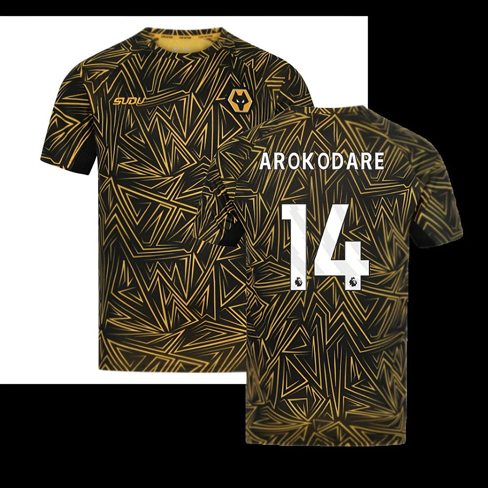 2025-2026 Wolves Home Pre-Match Shirt (Black) (Arokodare 14)