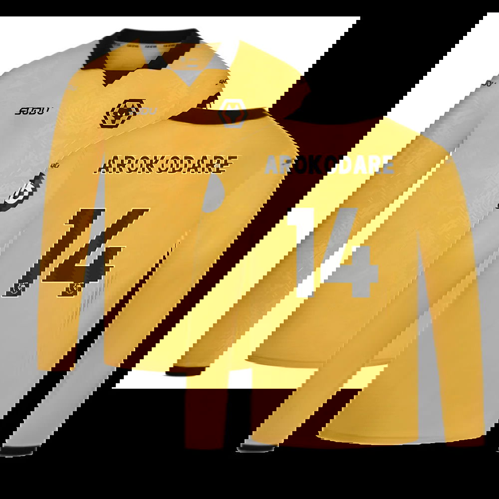 2025-2026 Wolves Long Sleeve Home Shirt - Kids (Arokodare 14)