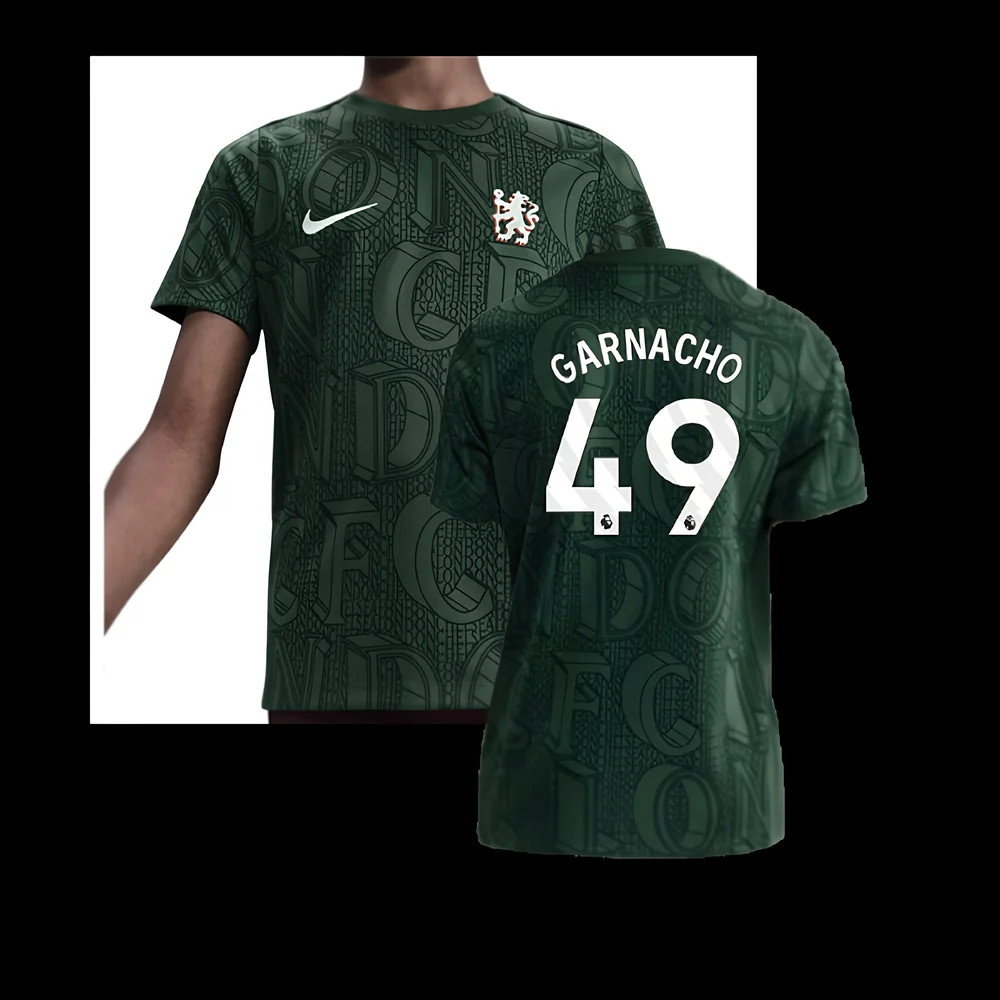 2025-2026 Chelsea Pre Match Shirt (Green) - Kids (Garnacho 49)