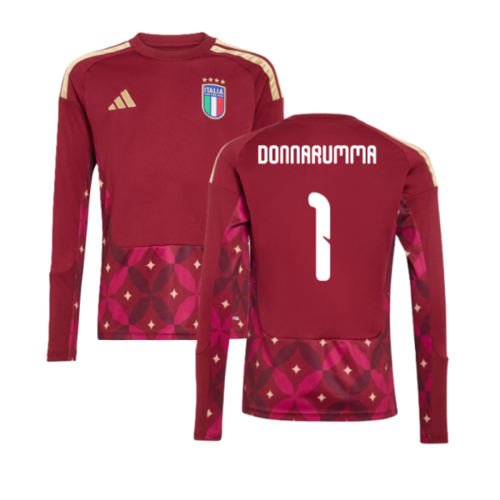 2026-2027 Italy Home Goalkeeper Shirt (Burgundy) - Kids (Donnarumma 1)