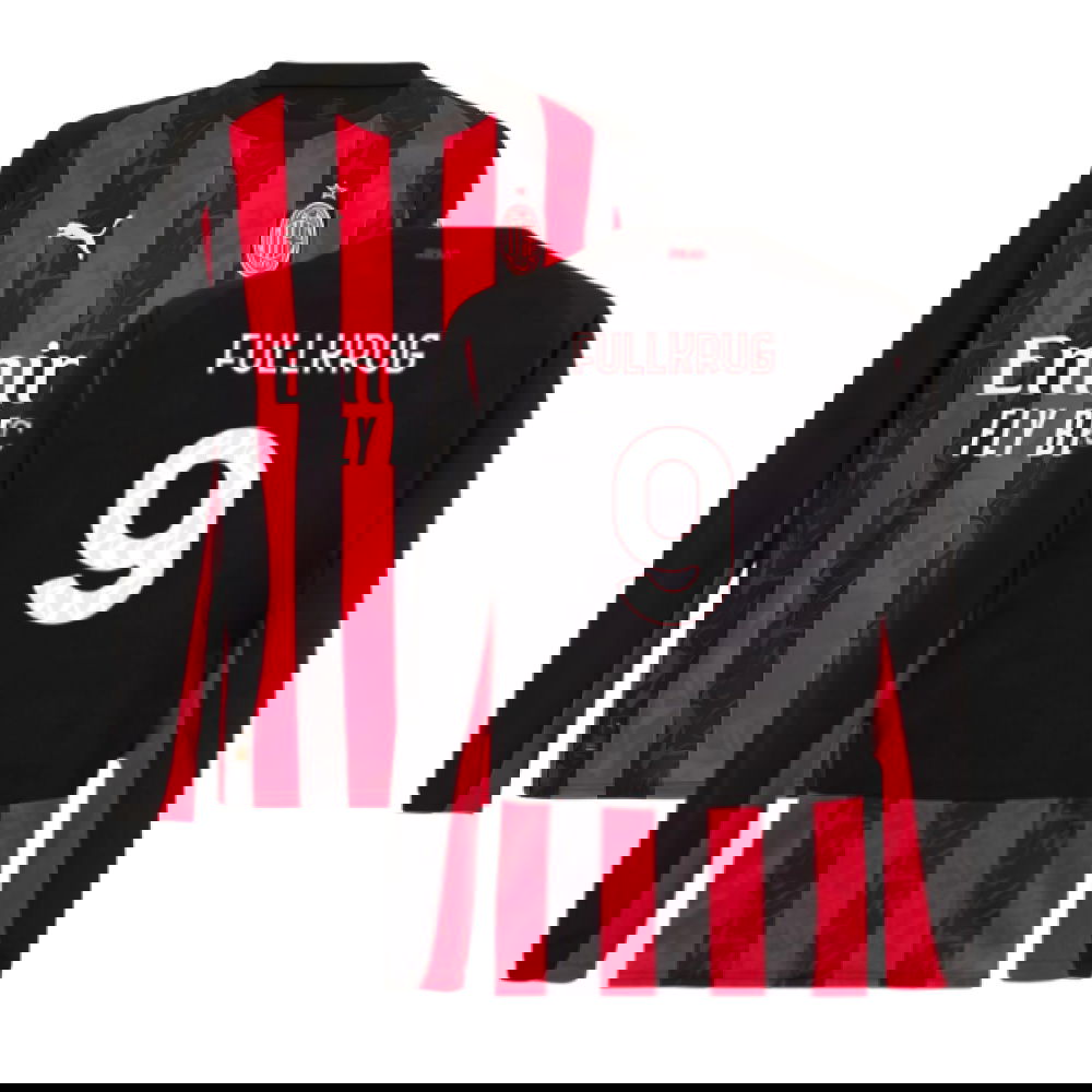 2025-2026 AC Milan Long Sleeve Home Shirt (Fullkrug 9)