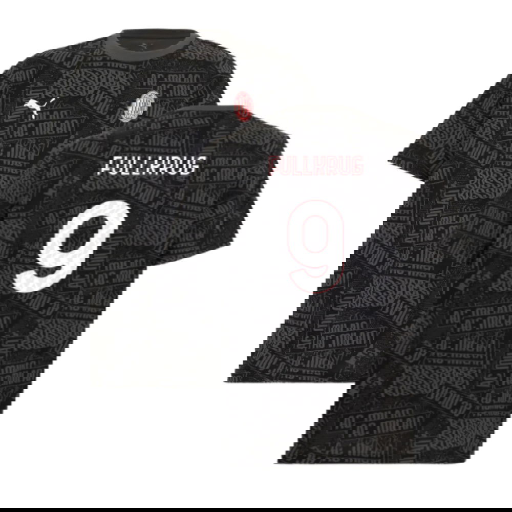 2025-2026 AC Milan ftblCulture Tee AOP (Black) (Fullkrug 9)