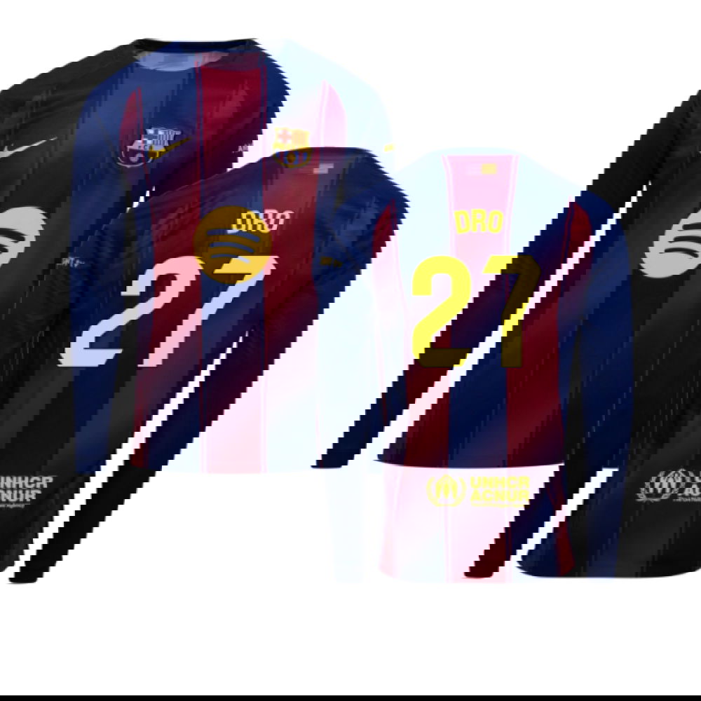 2025-2026 Barcelona Home Long Sleeve Shirt (Dro 27)