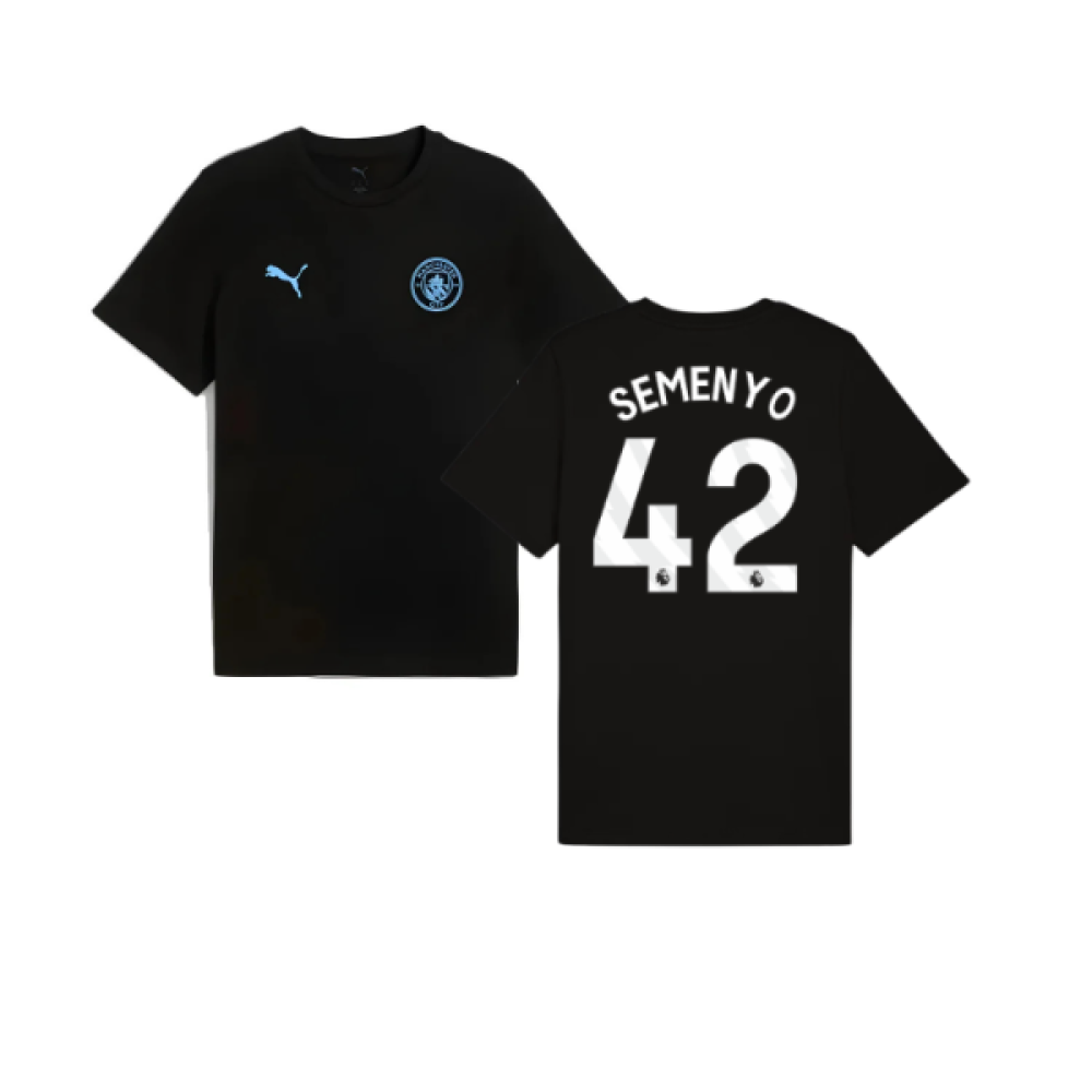 2025-2026 Man City FtblESS Tee (Black) (Semenyo 42)