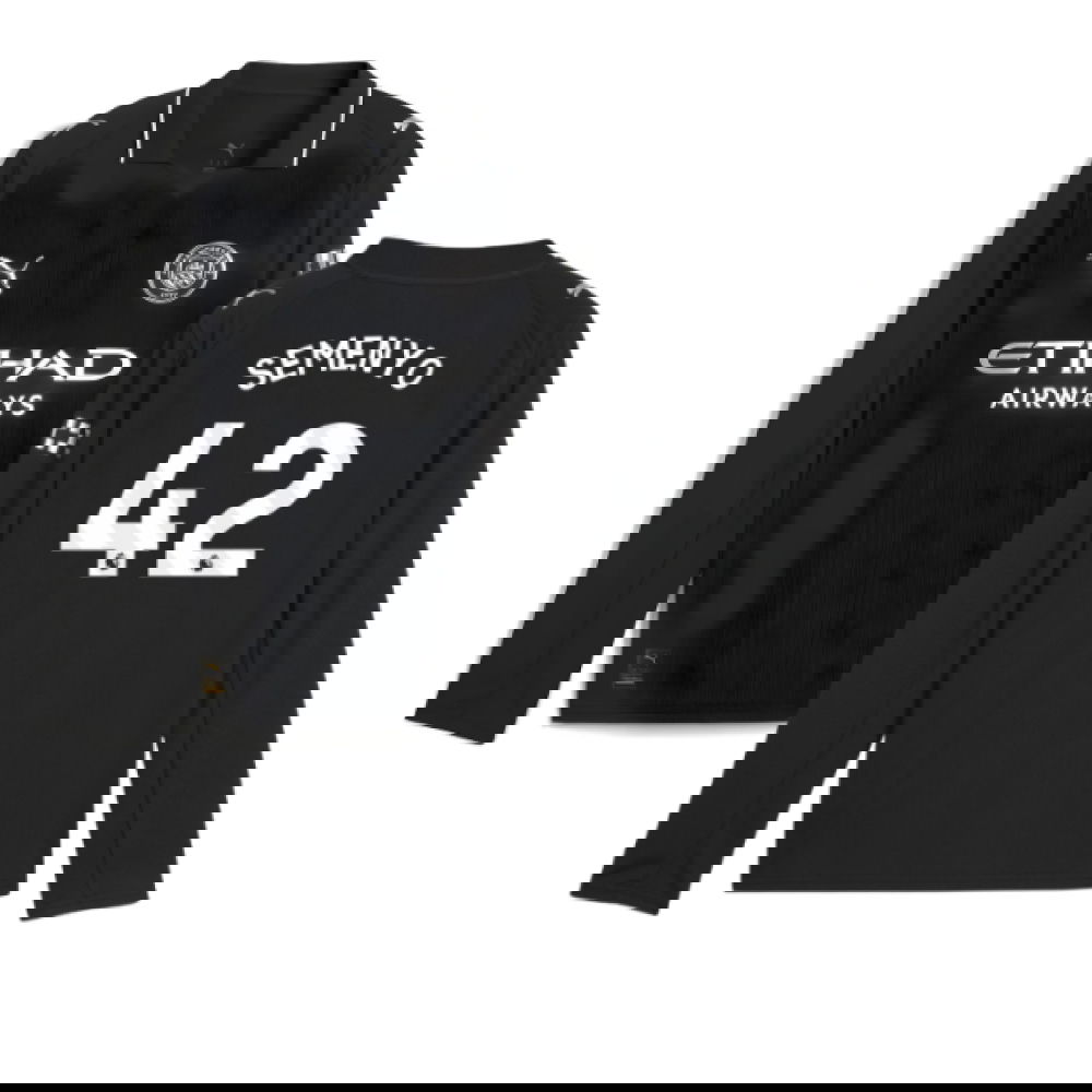 2025-2026 Man City Long Sleeve Away Shirt (Kids) (Semenyo 42)