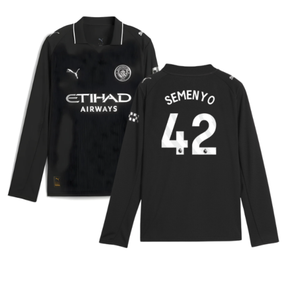 2025-2026 Man City Long Sleeve Away Shirt (Kids) (Semenyo 42)