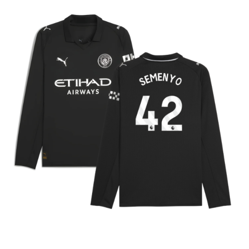 2025-2026 Man City Long Sleeve Away Shirt (Semenyo 42)