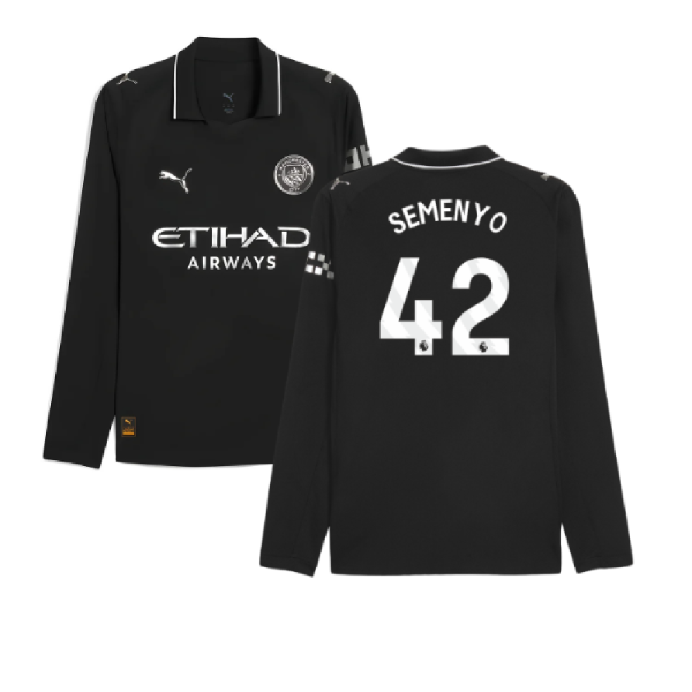 2025-2026 Man City Authentic Long Sleeve Away Shirt (Semenyo 42)