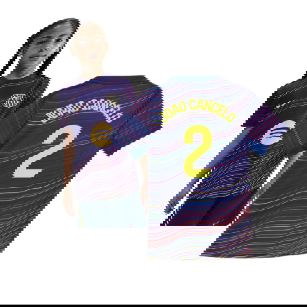 2025-2026 Barcelona Academy Pro Pre Match Shirt (Blue) - Kids (Joao Cancelo 2)