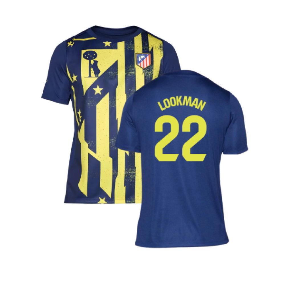 2025-2026 Atletico Madrid Pre-Match Shirt (Blue-Yellow) (Lookman 22)
