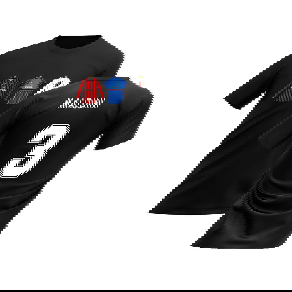 AC Milan 1995-1996 Retro Shirt T-shirt (Black) (MALDINI 3)