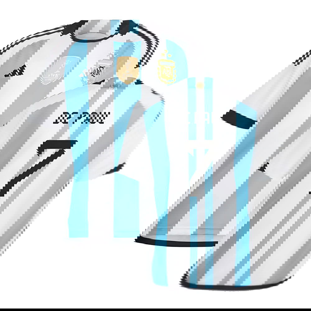 Argentina 2022 World Cup Winners Home Shirt - Kids (DE PAUL 7)