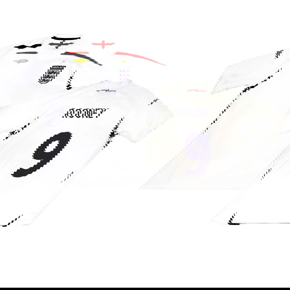 England 2007-09 Home Shirt (XXL) (Excellent) (ROONEY 9)