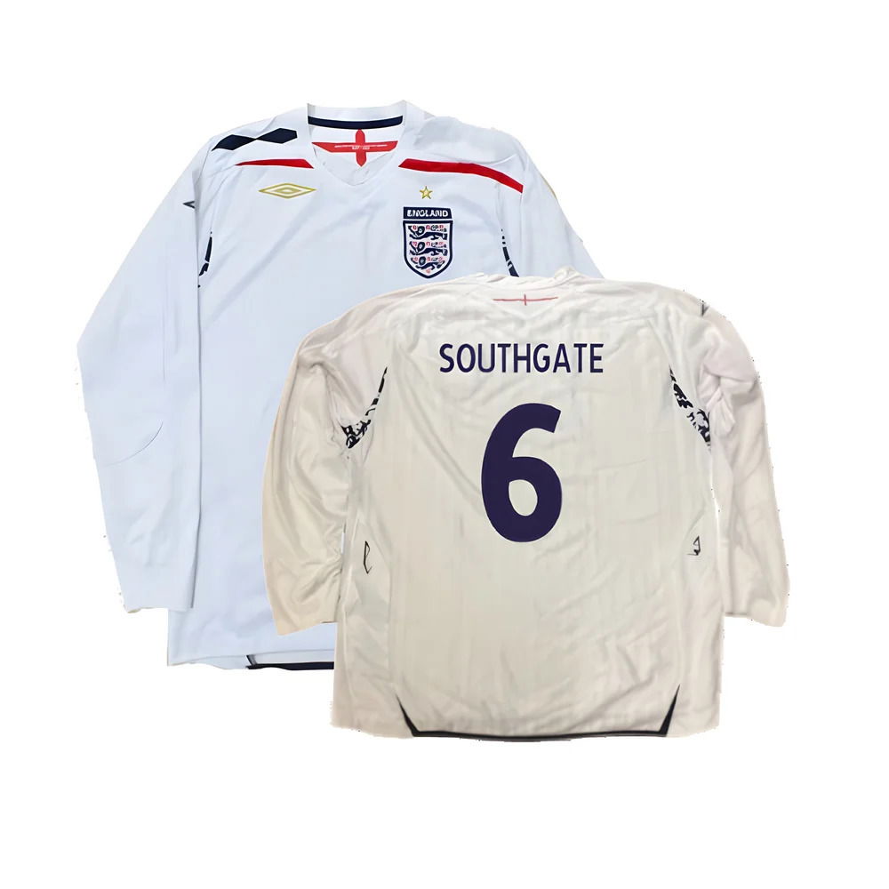 England 2007-09 Long Sleeve Home Shirt (XXL) (Very Good) (SOUTHGATE 6)