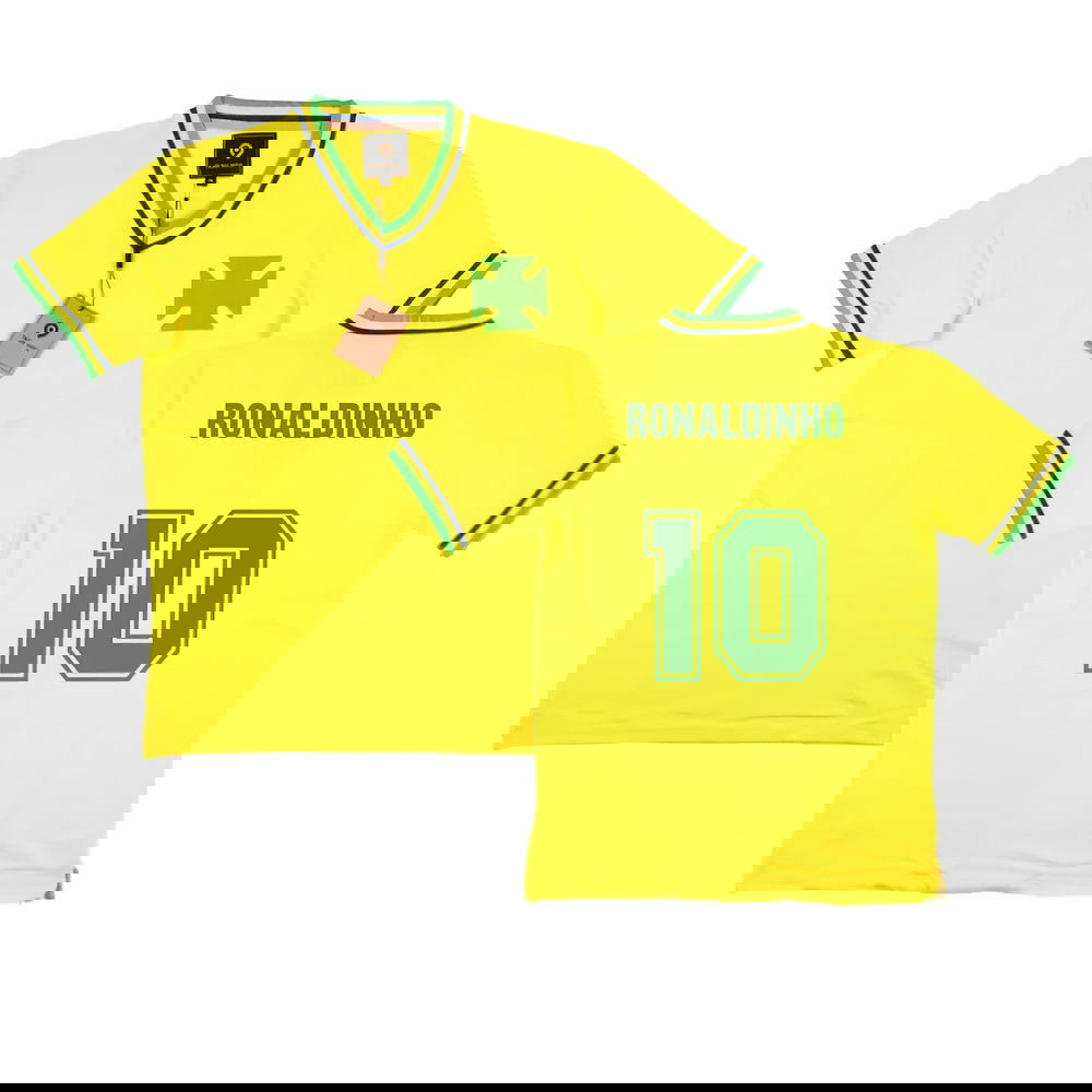 False Nein Brazil Home Football Shirt (RONALDINHO 10)