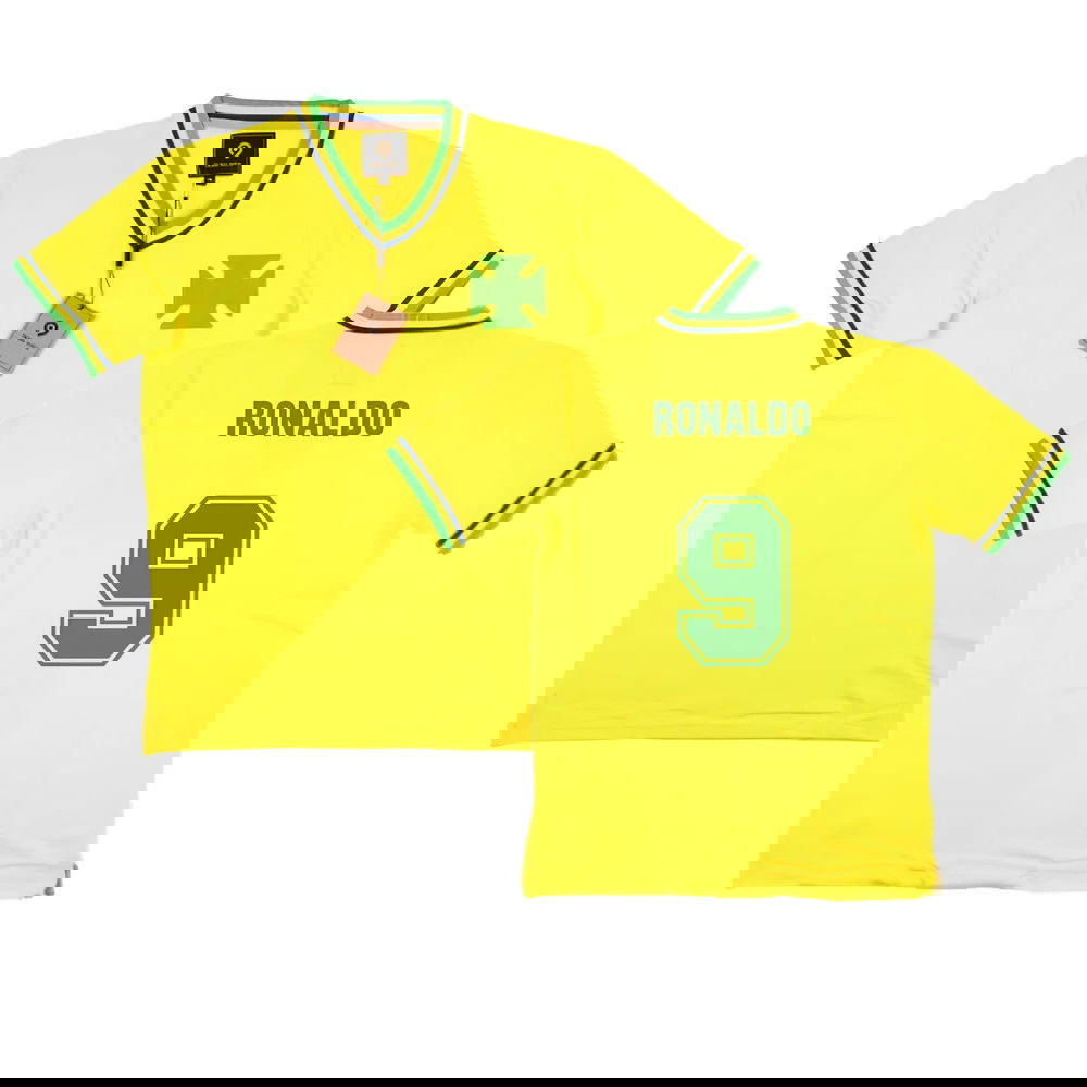 False Nein Brazil Home Football Shirt (RONALDO 9)