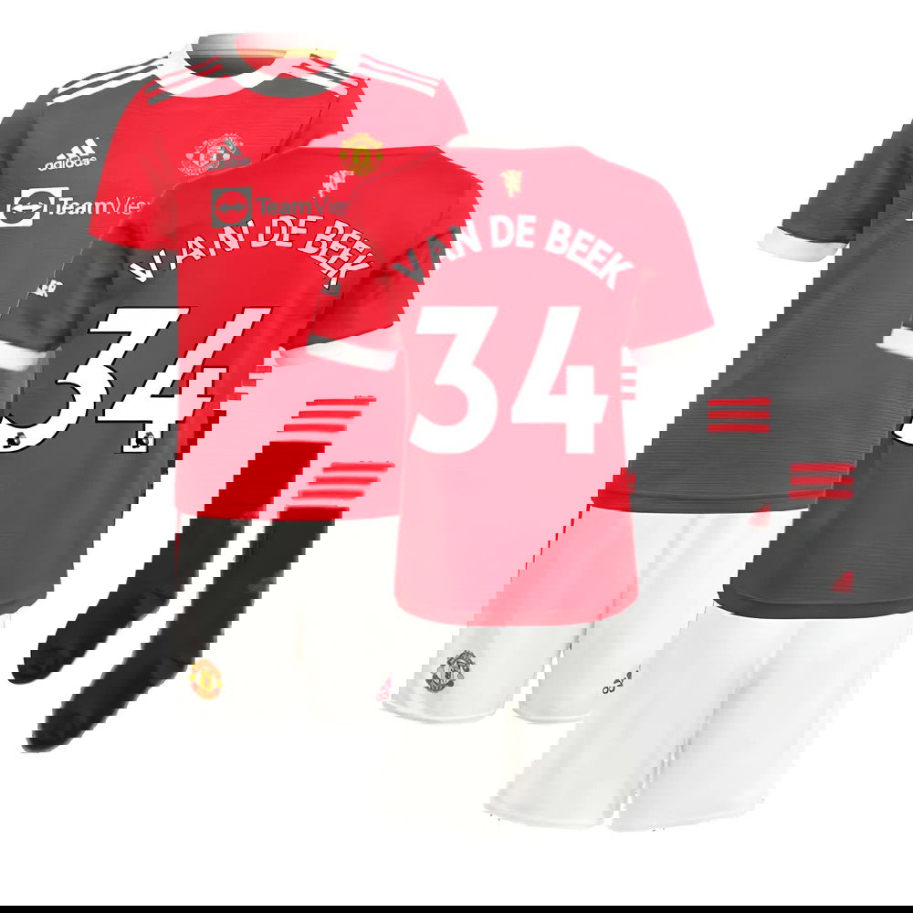 Man Utd 2021-2022 Home Mini Kit (VAN DE BEEK 34)