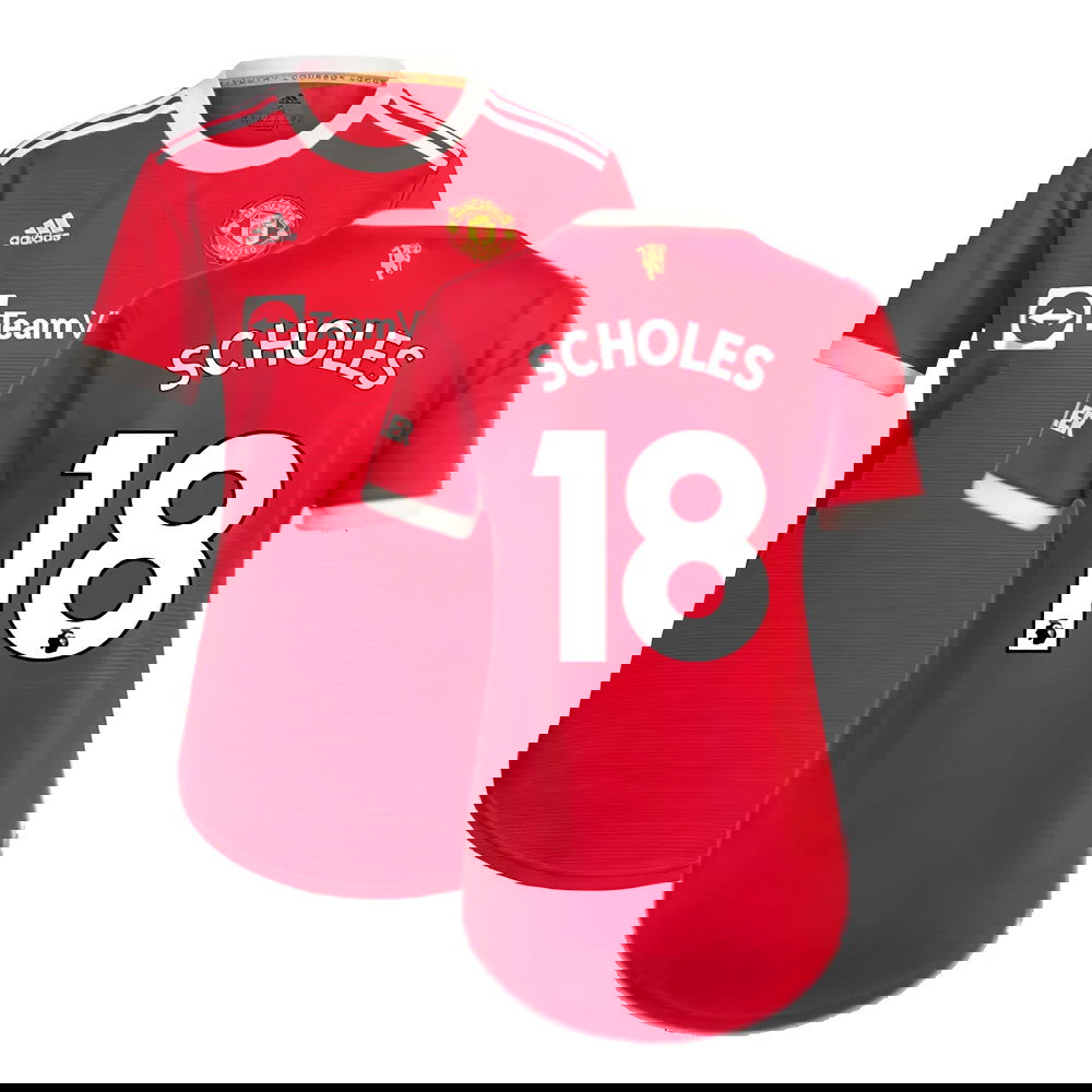 Man Utd 2021-2022 Home Shirt (Ladies) (SCHOLES 18)