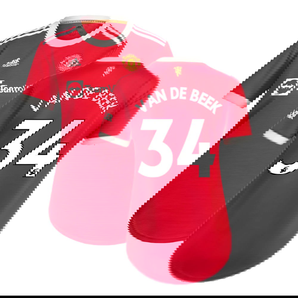 Man Utd 2021-2022 Home Shirt (Ladies) (VAN DE BEEK 34)