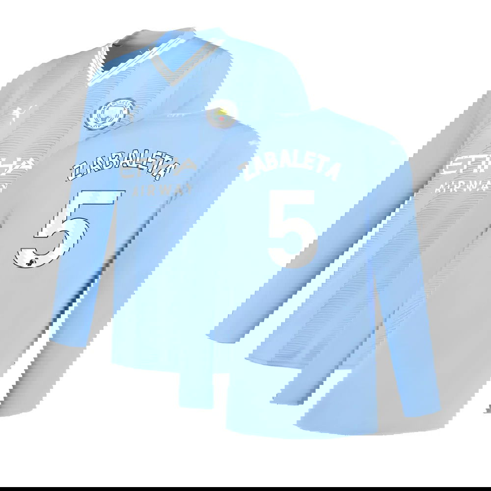 Manchester City 2023-2024 Puma Home Long Sleeved Shirt (S) (Good) (ZABALETA 5)