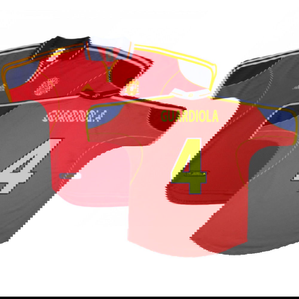 Spain 1999-02 Home Shirt ((Excellent) S) (Guardiola 4)