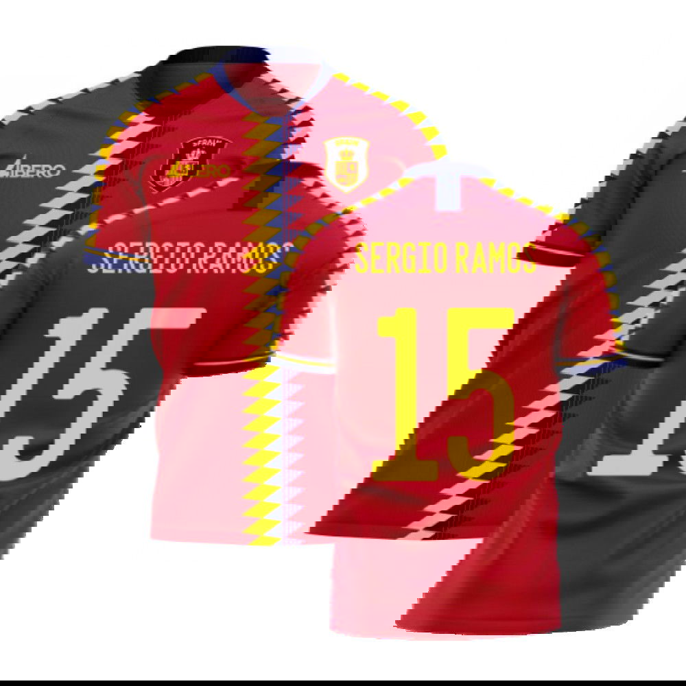 Spain 2025-2026 Home Concept Football Kit (Libero) (SERGIO RAMOS 15)