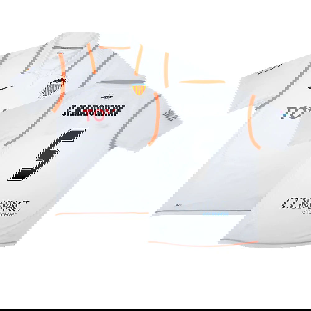 Valencia 2007-08 Home Shirt ((Excellent) S) (C.Marchena 5)