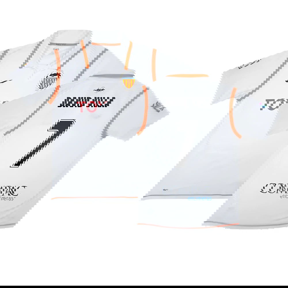 Valencia 2007-08 Home Shirt ((Excellent) S) (David Villa 7)