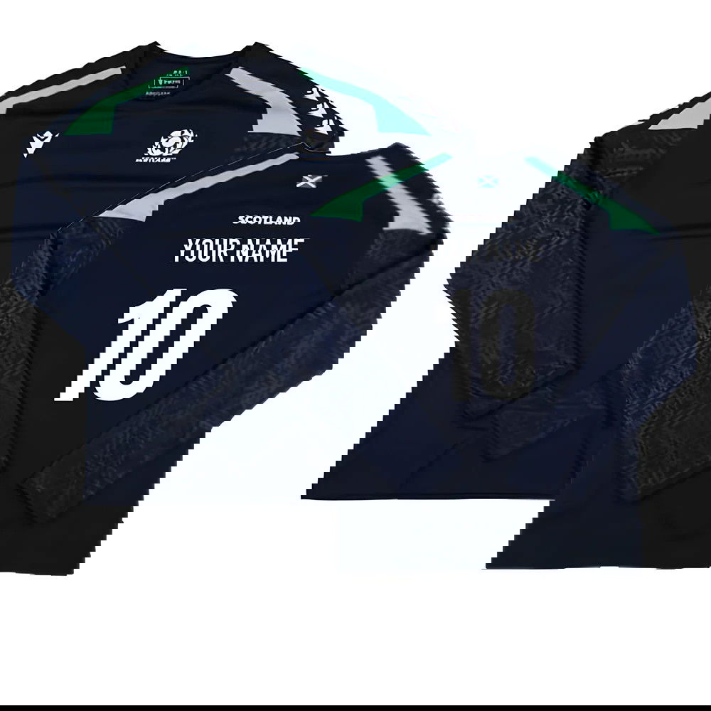 2024-2025 Scotland Rugby LS Training Poly Shirt (Navy) - Kids (Your Name)