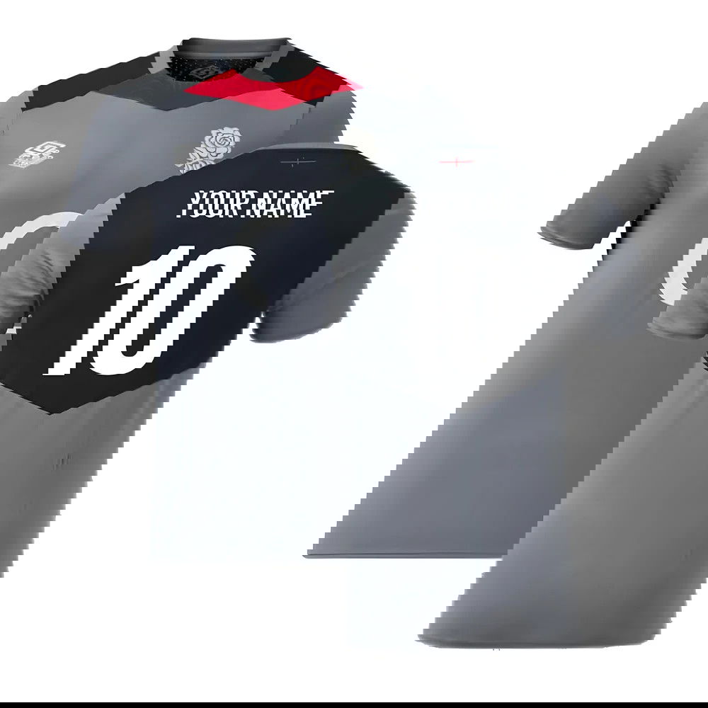 2024-2025 England Rugby Gym Tee O2 (Grey) (Your Name)