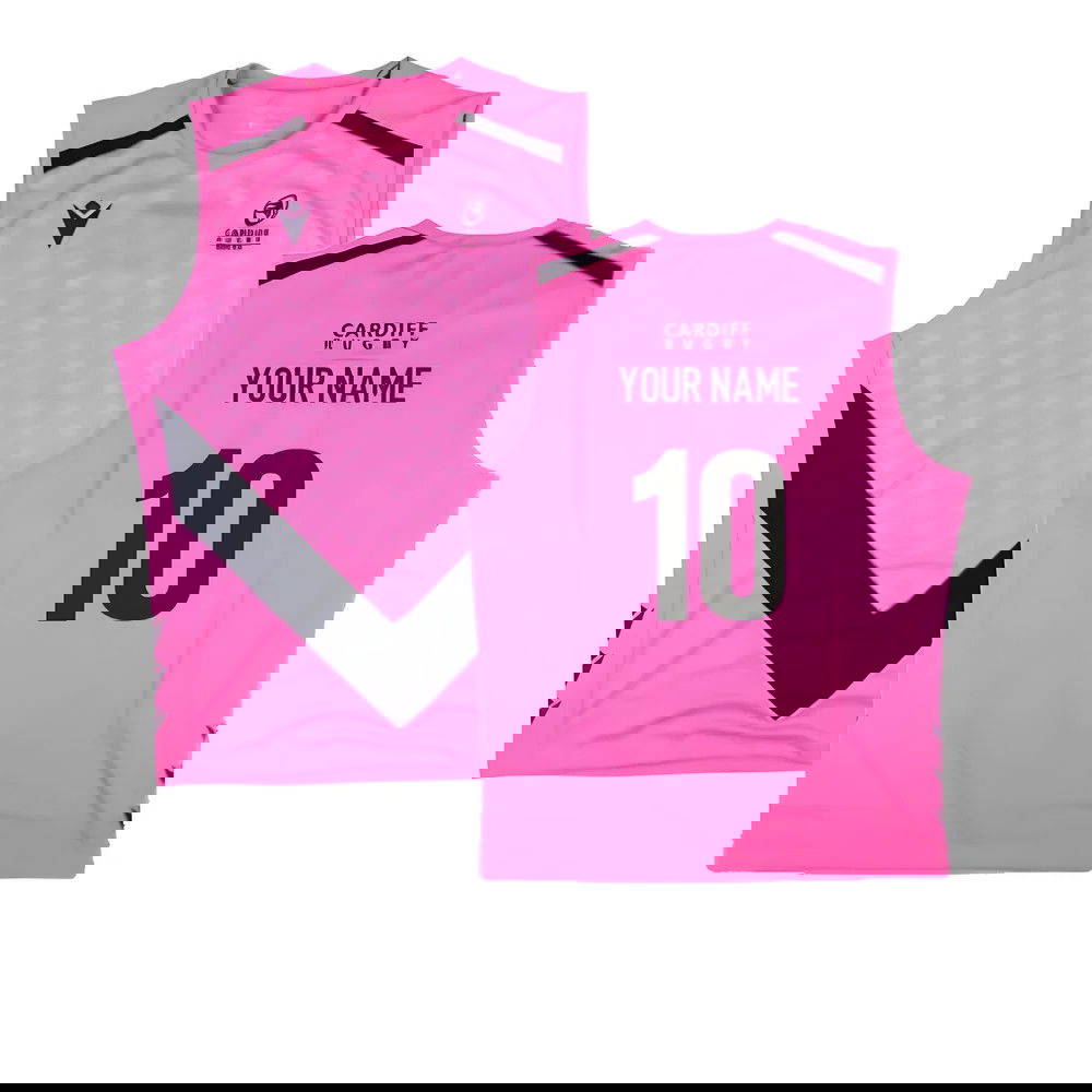 2024-2025 Cardiff Blues Rugby Sleeveless Training Shirt (Pink) (Your Name)